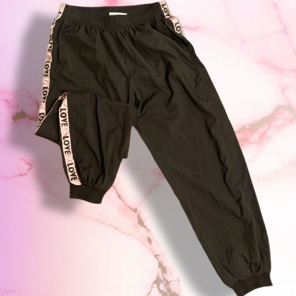 Black Track Joggers with Side 'LOVE' Tape